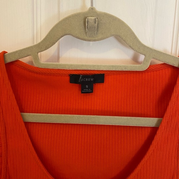 J CREW Ribbed Ruffle tank in ORANGE - Picture 8 of 8